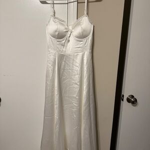 White Silk Engagement Dress